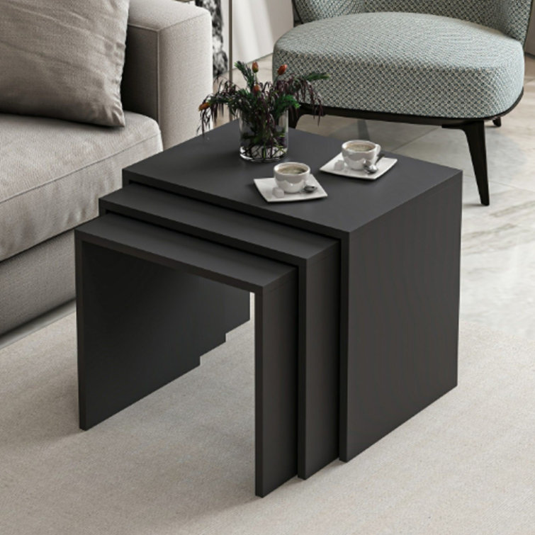 Ivy Bronx 3piece Nesting Coffee Table Anthracite Wayfair.co.uk